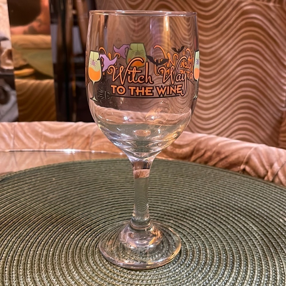 Stemmed Halloween Wine Glass Witch Way to the Wine